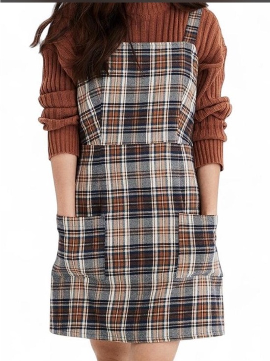 American Eagle Outfitters Dresses & Skirts - American Eagle Plaid Jumper Dress | Size L | Made in Italy